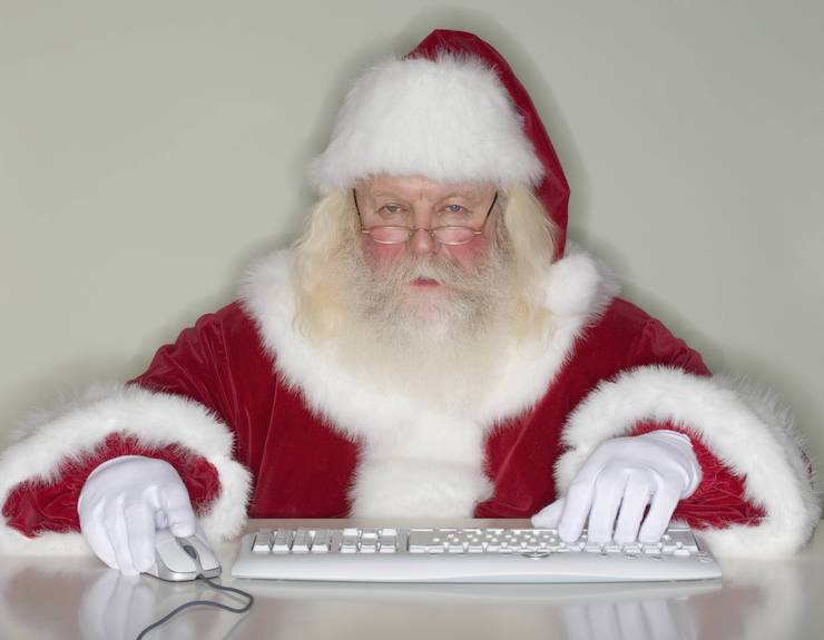 Santa on a keyboard and mouse