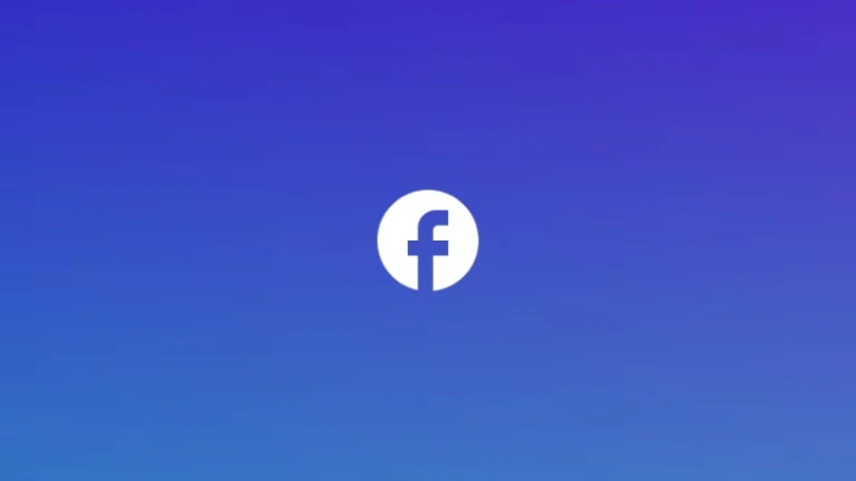 the facebook logo in white on a blue gradient background